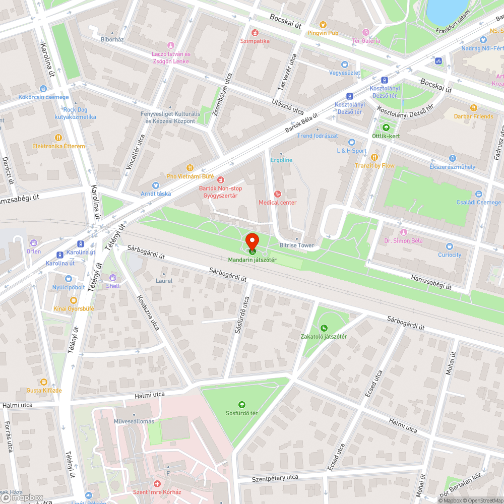 Botlásveszély a Mandarin játszótéren bejelentés helye