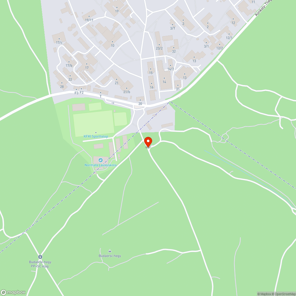 Szemét a KFKI parkoló közelében az erdőben bejelentés helye