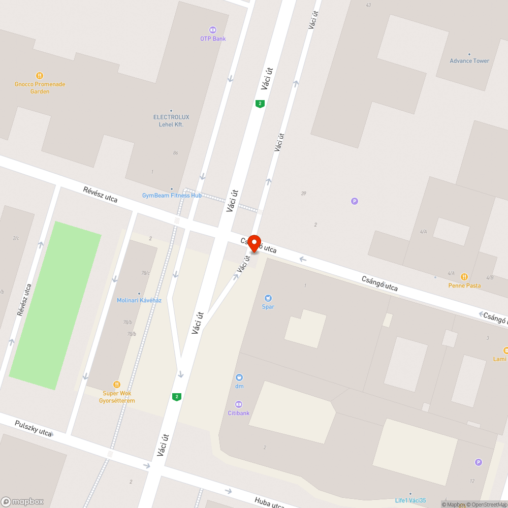 Váci út - Csángó pocsolya a zebránál bejelentés helye