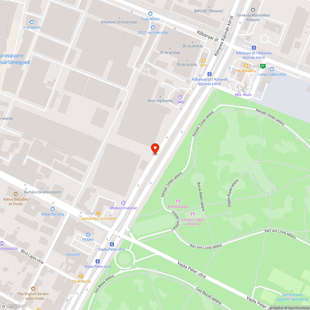 Elhanyagolt járda bejelentés helye