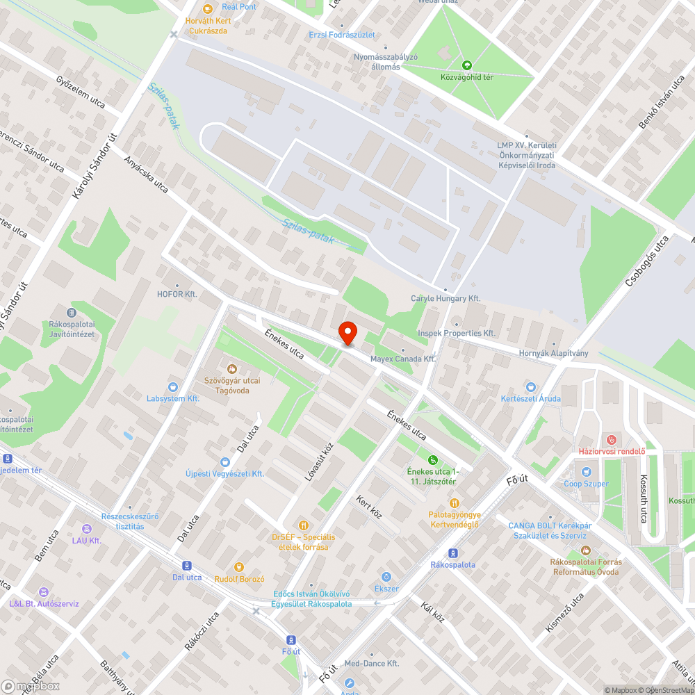 Énekes utca kátyúk bejelentés helye