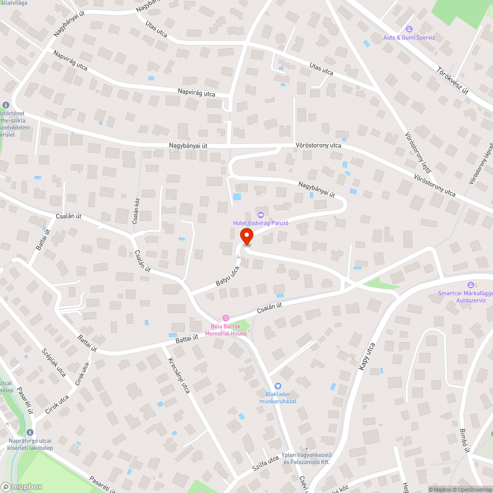 Nagybányai úti kátyú bejelentés helye