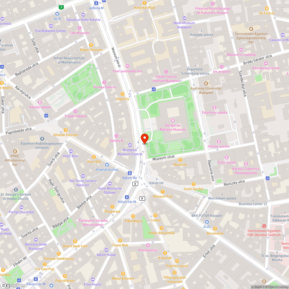 Kálvin tér - Múzeum u. graffitis oszlop bejelentés helye