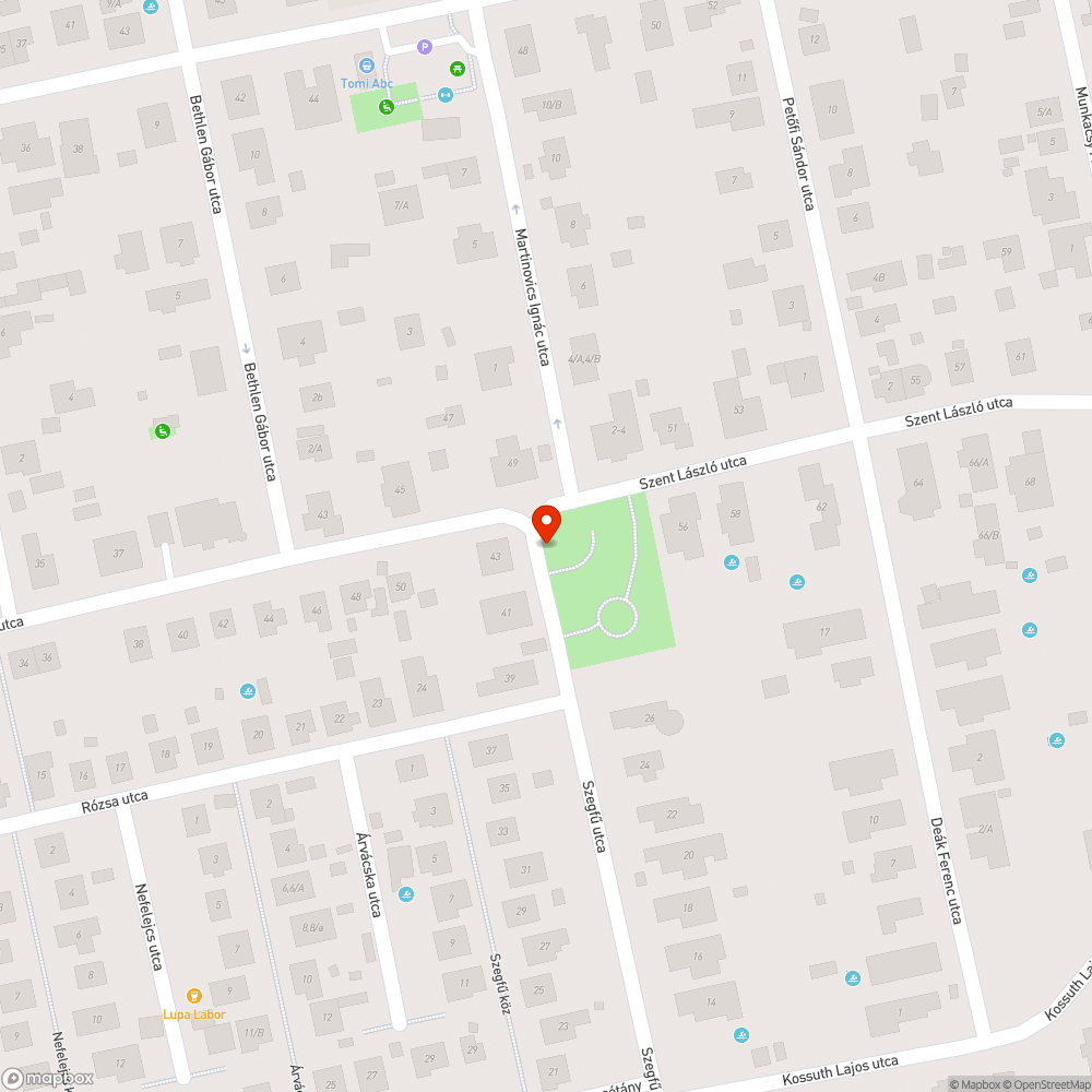 30-as tábla a 30-as zóna közepén bejelentés helye