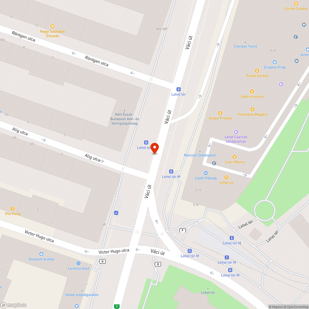 Alig utca - Lehel tér metrópótló buszmegálló kukája bejelentés helye