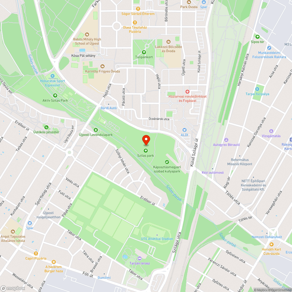 Öntözőrendszer kiépítése a Szilas parknál bejelentés helye