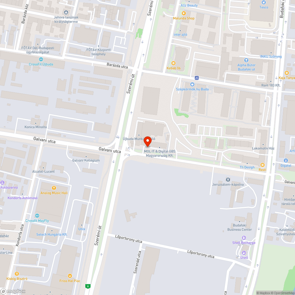 Elhagyott jármű a Galvani utcában bejelentés helye