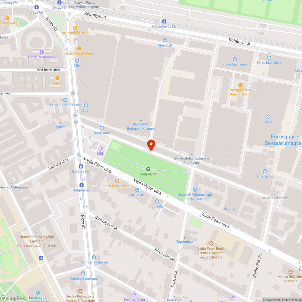 Golgota park melletti járda és zöldterület szemetes bejelentés helye