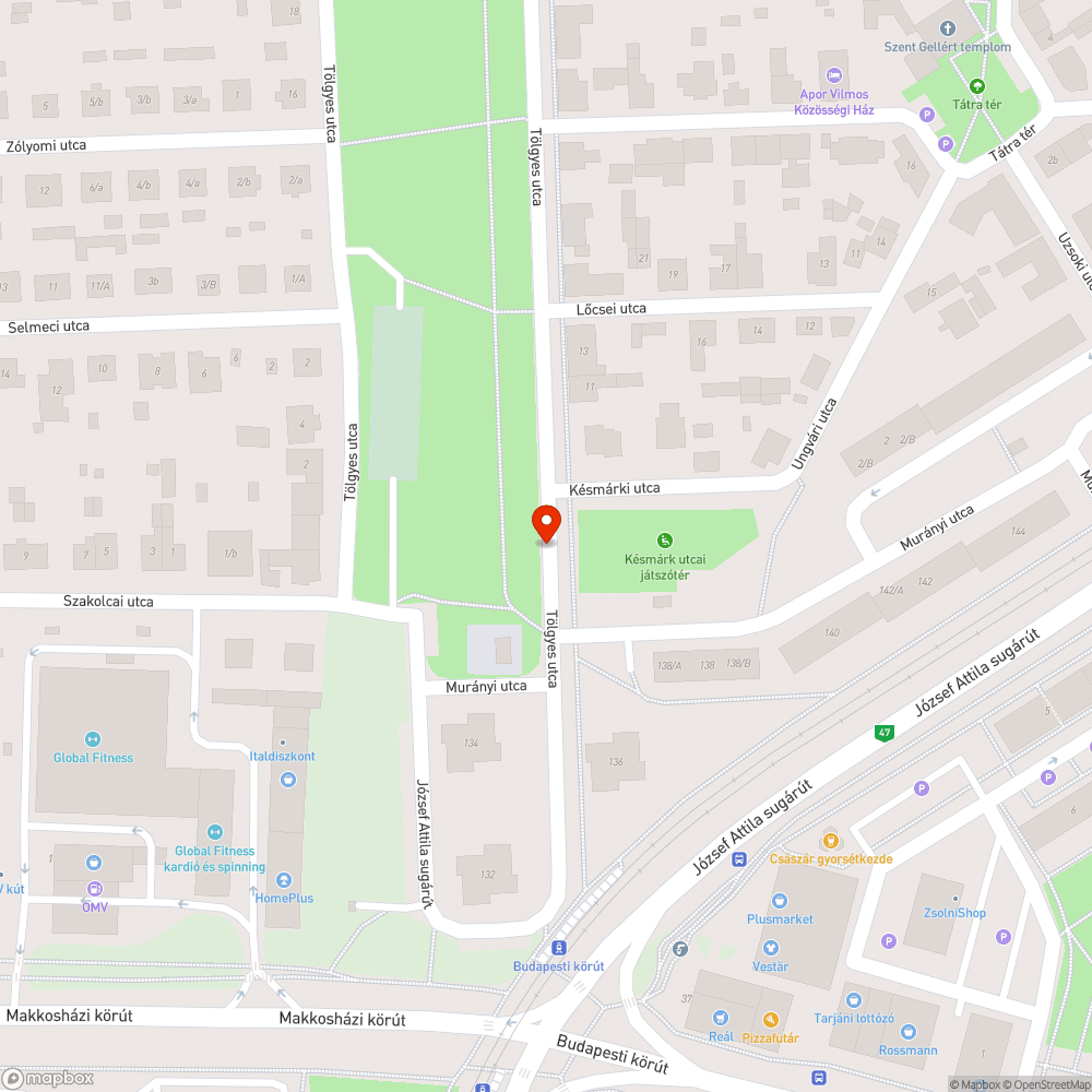 Két méretes kátyú a Tölgyes utcában bejelentés helye