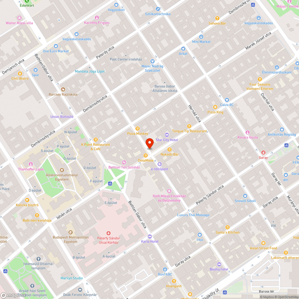 Közlekedést akadályozó erzsébetvárosi köztisztasági bejelentés helye