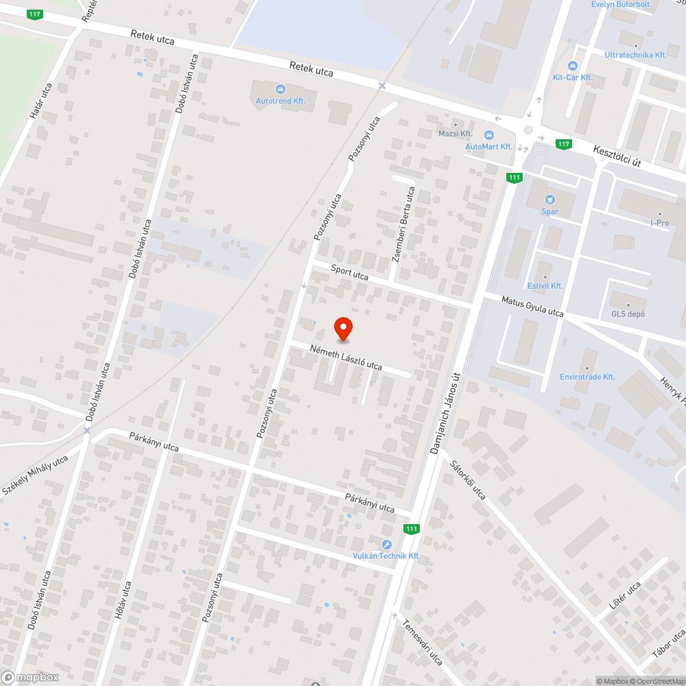 Kavicsal szórt út bejelentés helye