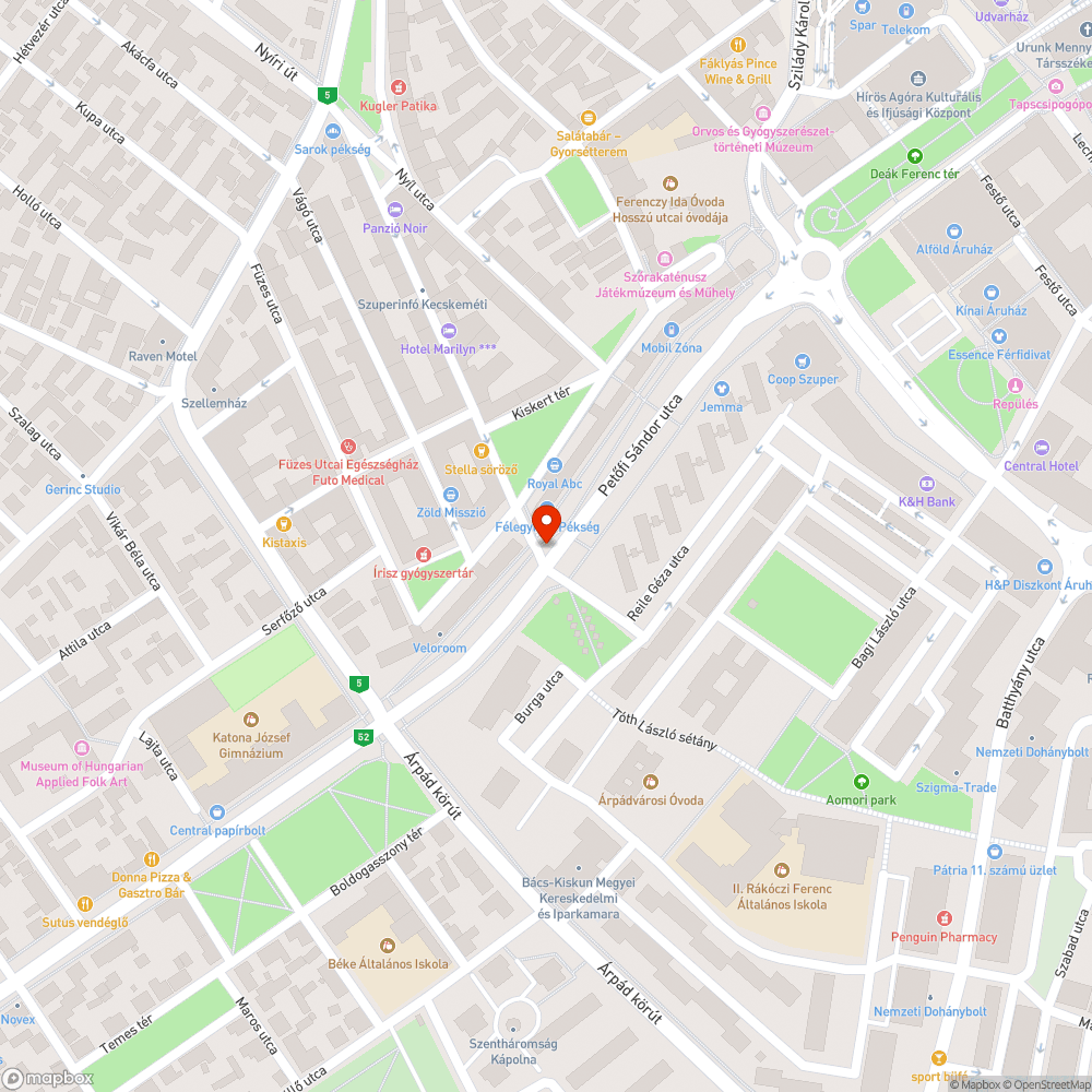 Kátyúk a Petőfi Sándor utcán bejelentés helye