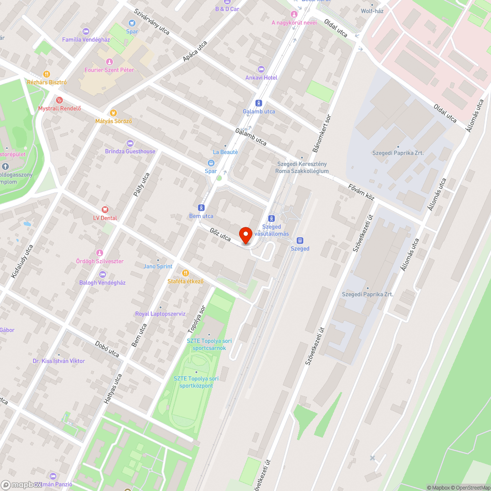 Rozsdásodásnak indult SZKT kapcsolószekrény - Gőz u. 2. bejelentés helye