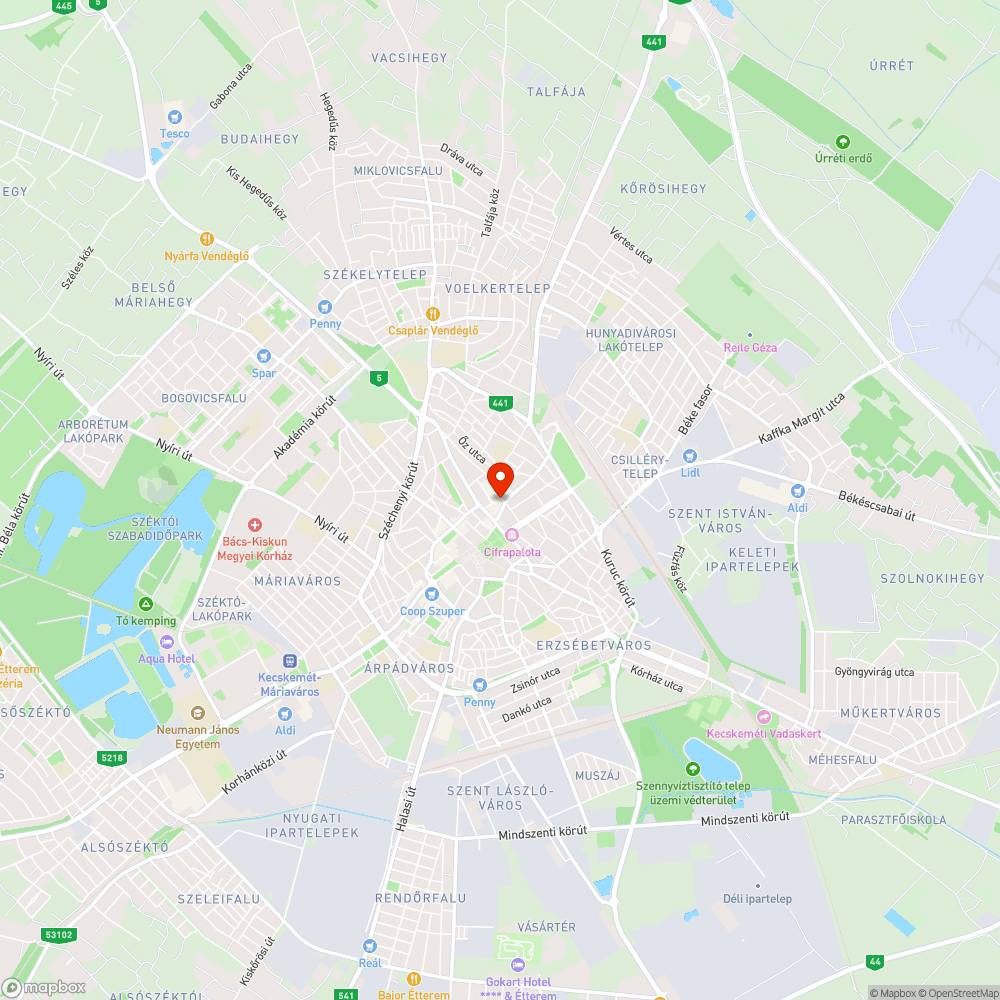 Kátyú a Piaccsarnoknál bejelentés helye