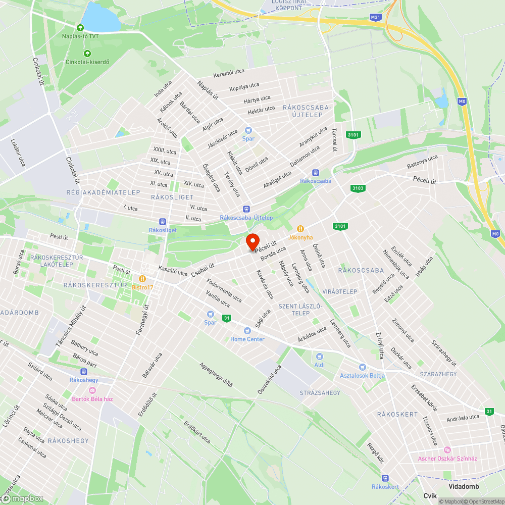Rákoscsaba járda bejelentés helye