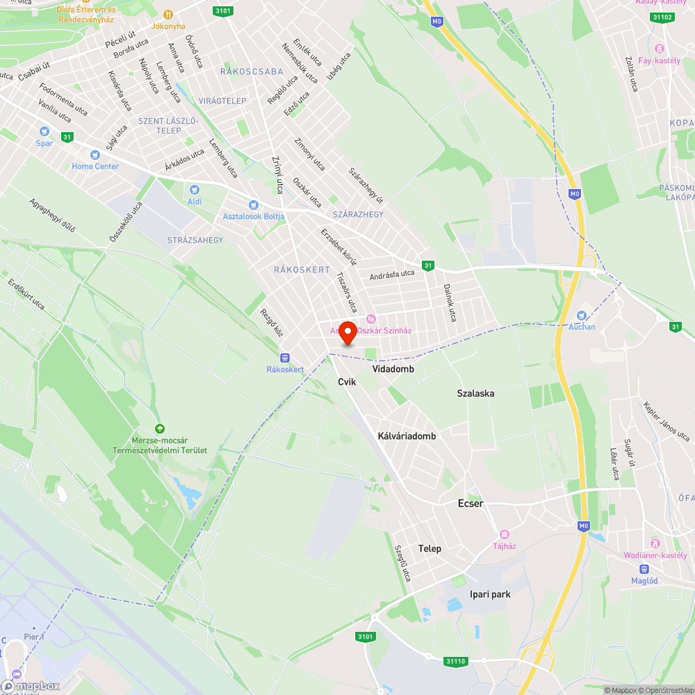 Pásztorfalva utcai kátyuk bejelentés helye