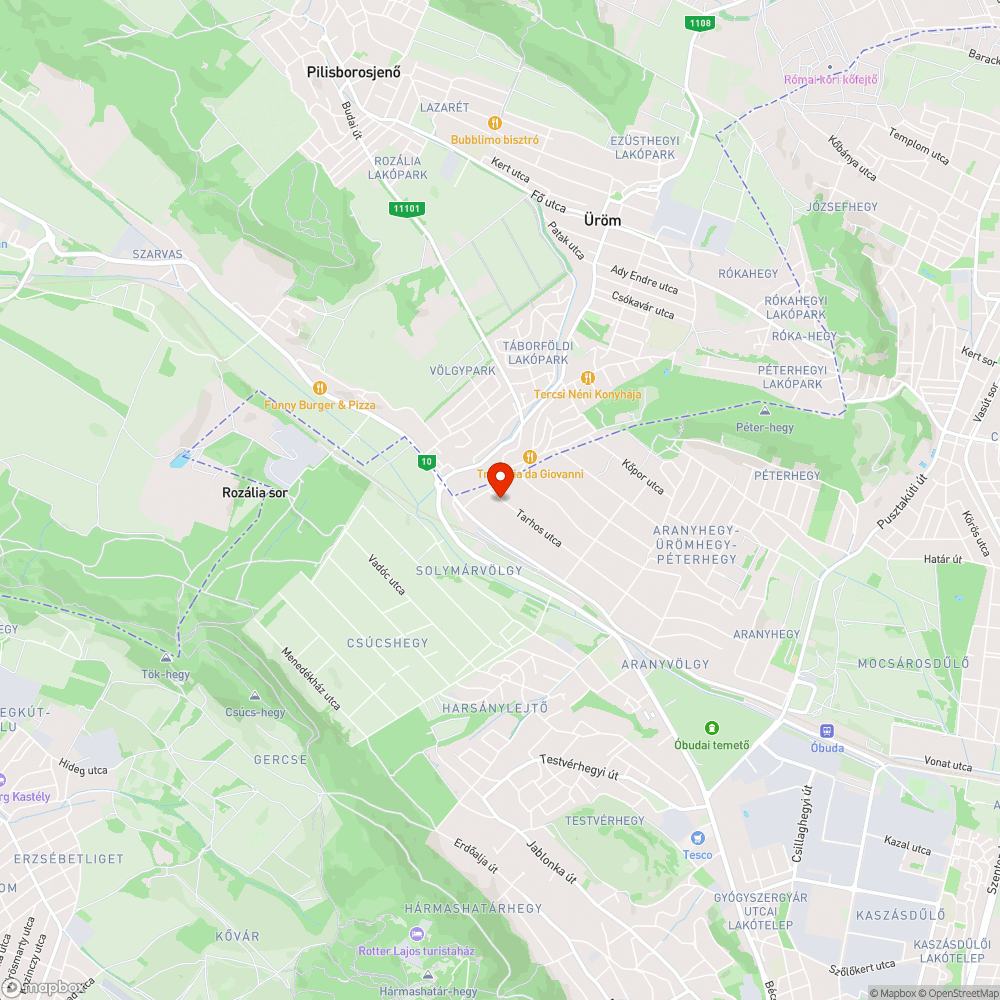 Kátyútenger a Tarhos utcában bejelentés helye